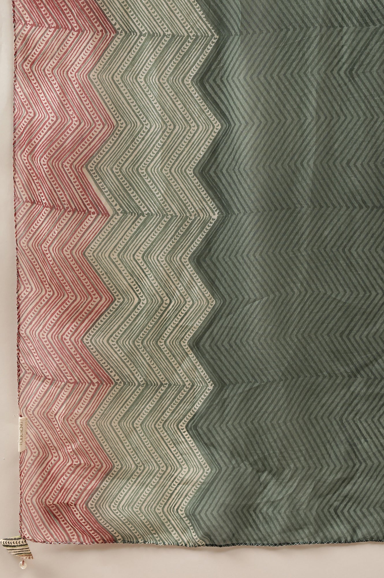 Green Printed Organza Drape