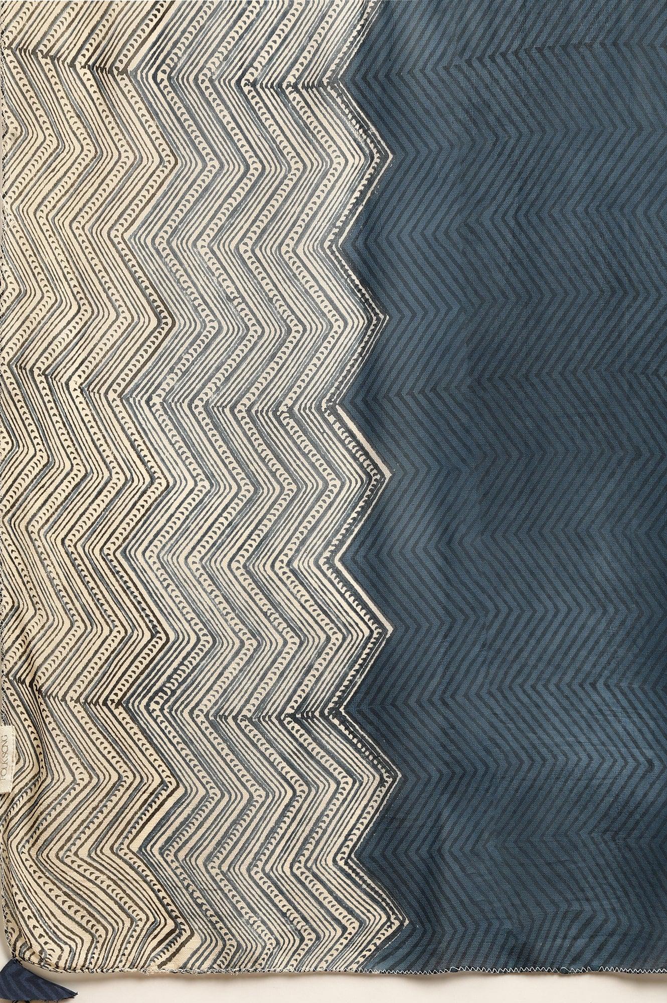 Indigo Printed Georgette Drape - wforwoman