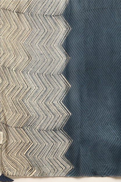 Indigo Printed Georgette Drape - wforwoman