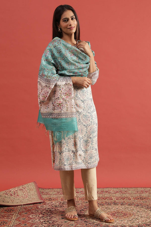 Jade Green Hand Block Print Dupatta