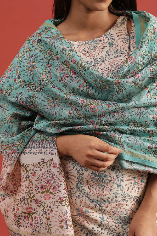 Jade Green Hand Block Print Dupatta