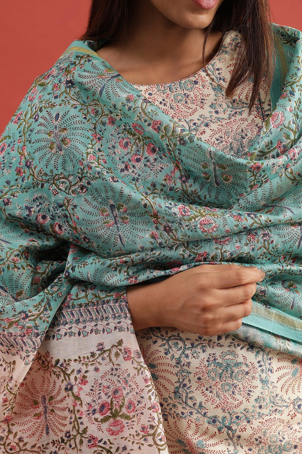 Jade Green Hand Block Print Dupatta