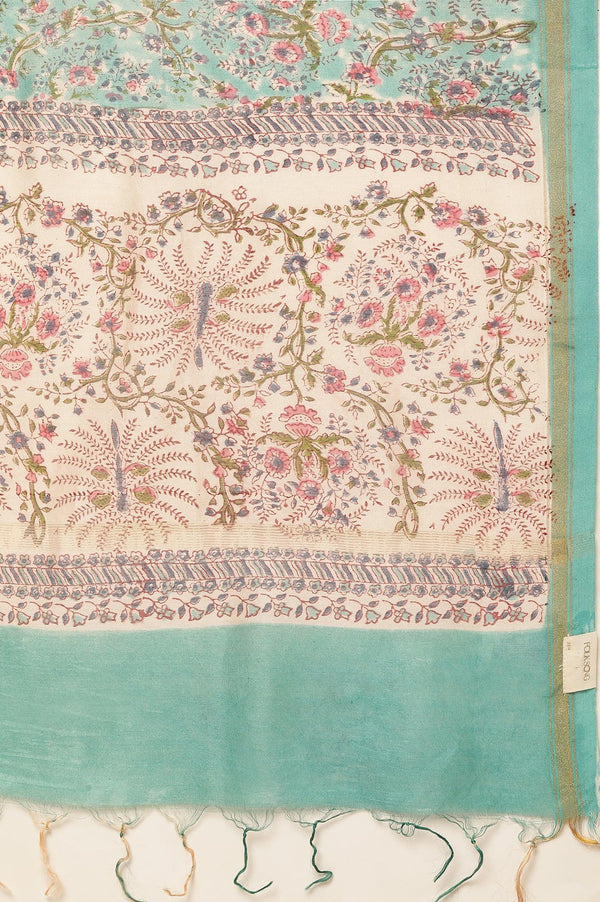 Jade Green Hand Block Print Dupatta
