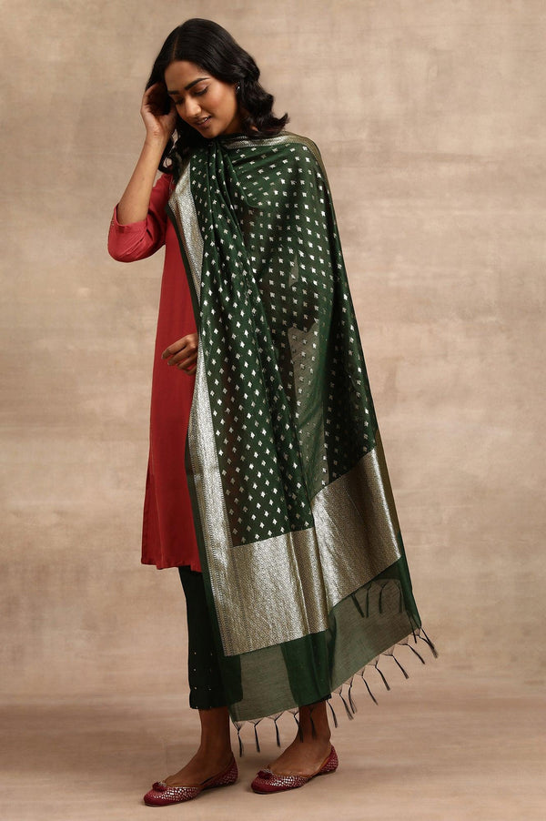Green And Gold Jacquard Drape