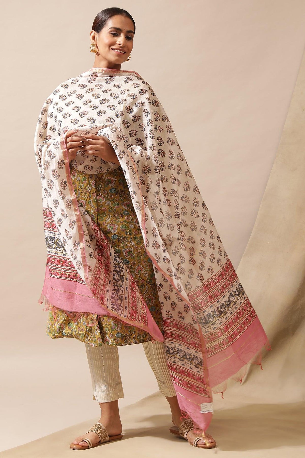 Pink Hand Block Print Drape - FS