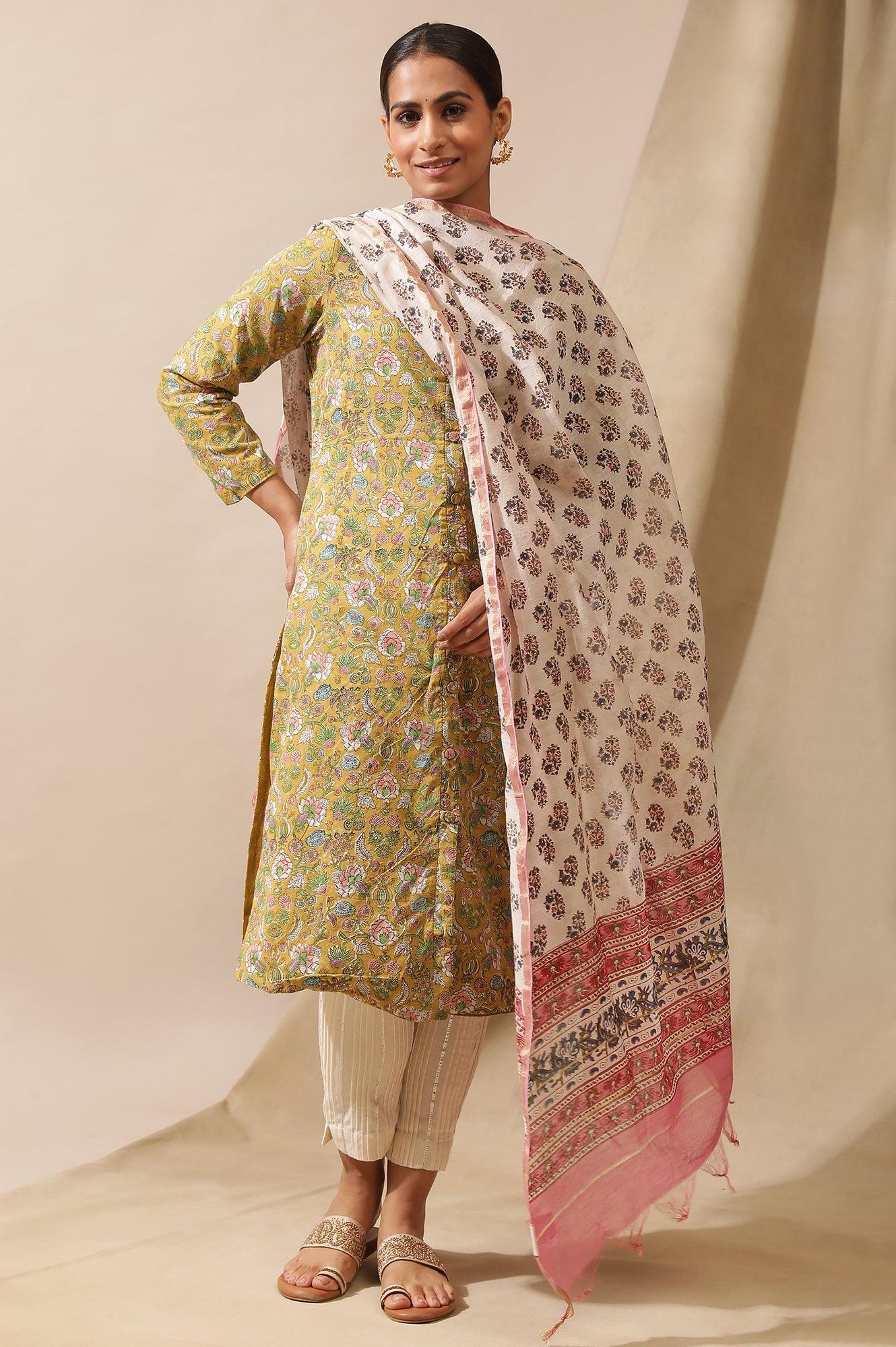 Pink Hand Block Print Drape - wforwoman