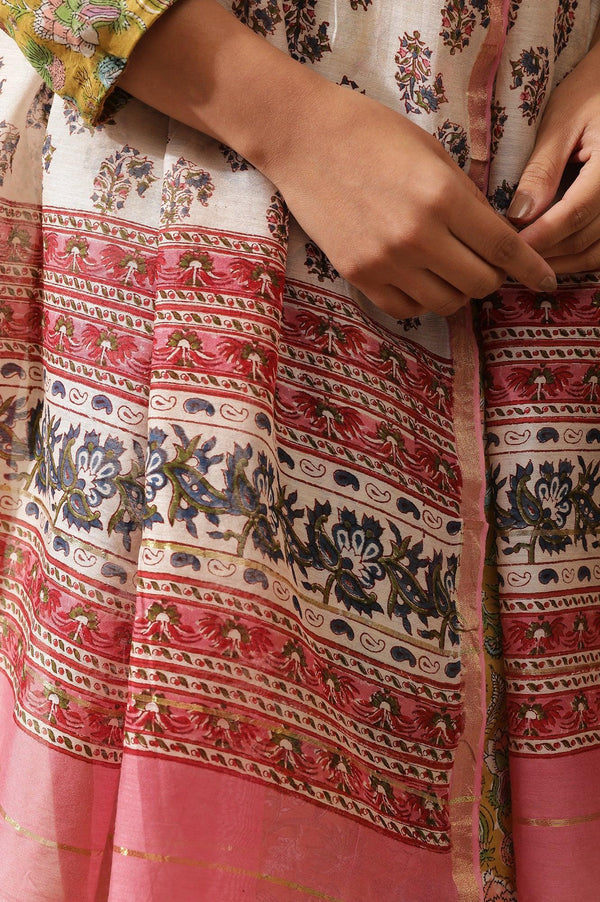 Pink Hand Block Print Drape