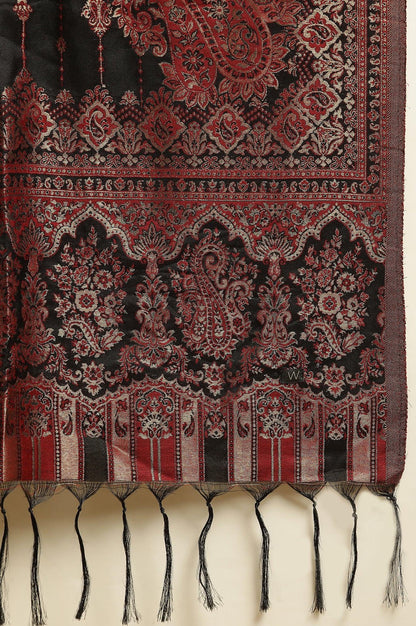 Maroon Velvet Embroidered Kurta, Pants And Jacquard Dupatta Set - wforwoman