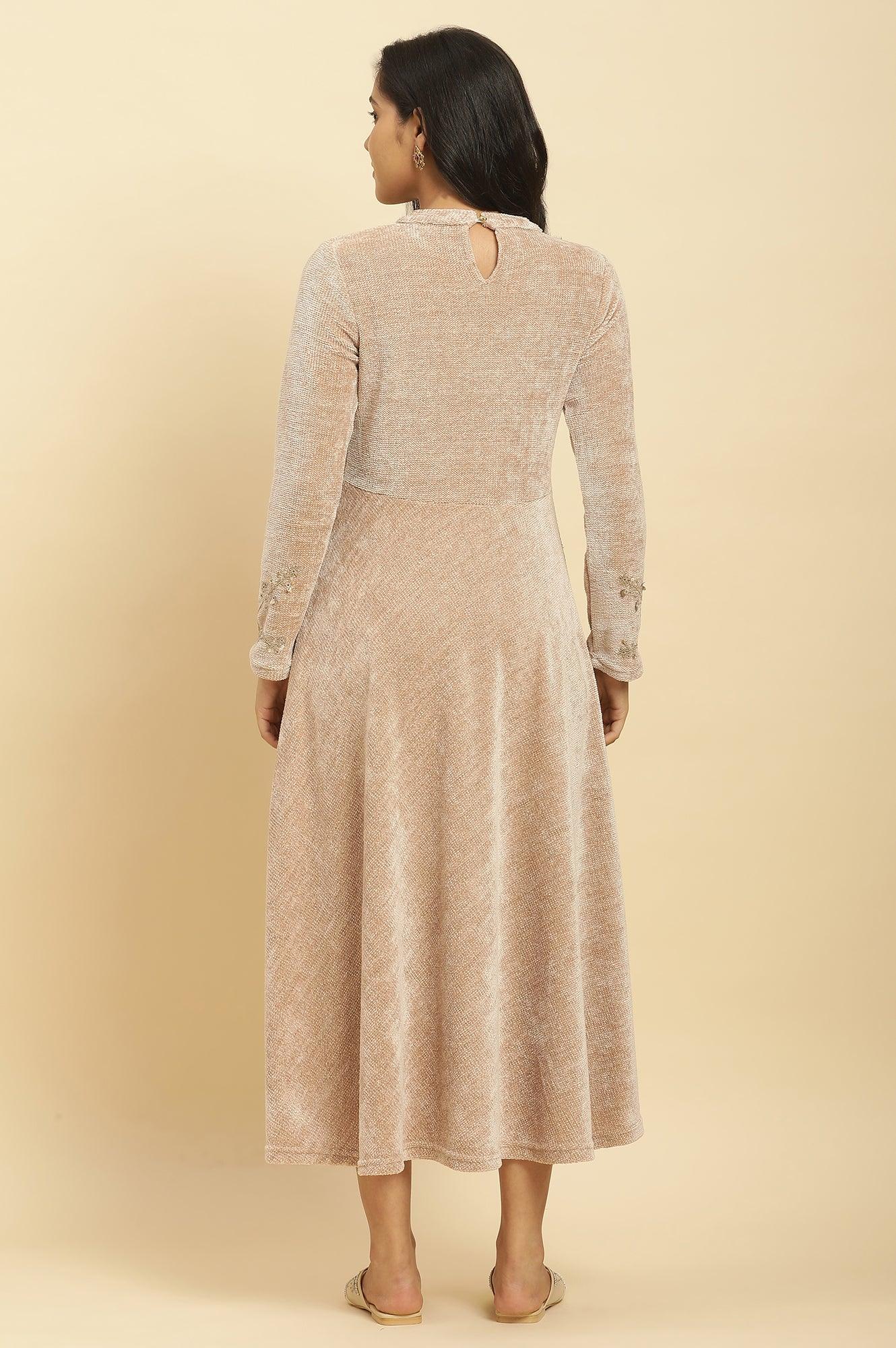 Buy Cream Knitted Circular Flared Winter Dress Online for Woman | WforWoman Buy Cream Knitted Circular Flared Winter Dress Online for Woman | WforWoman