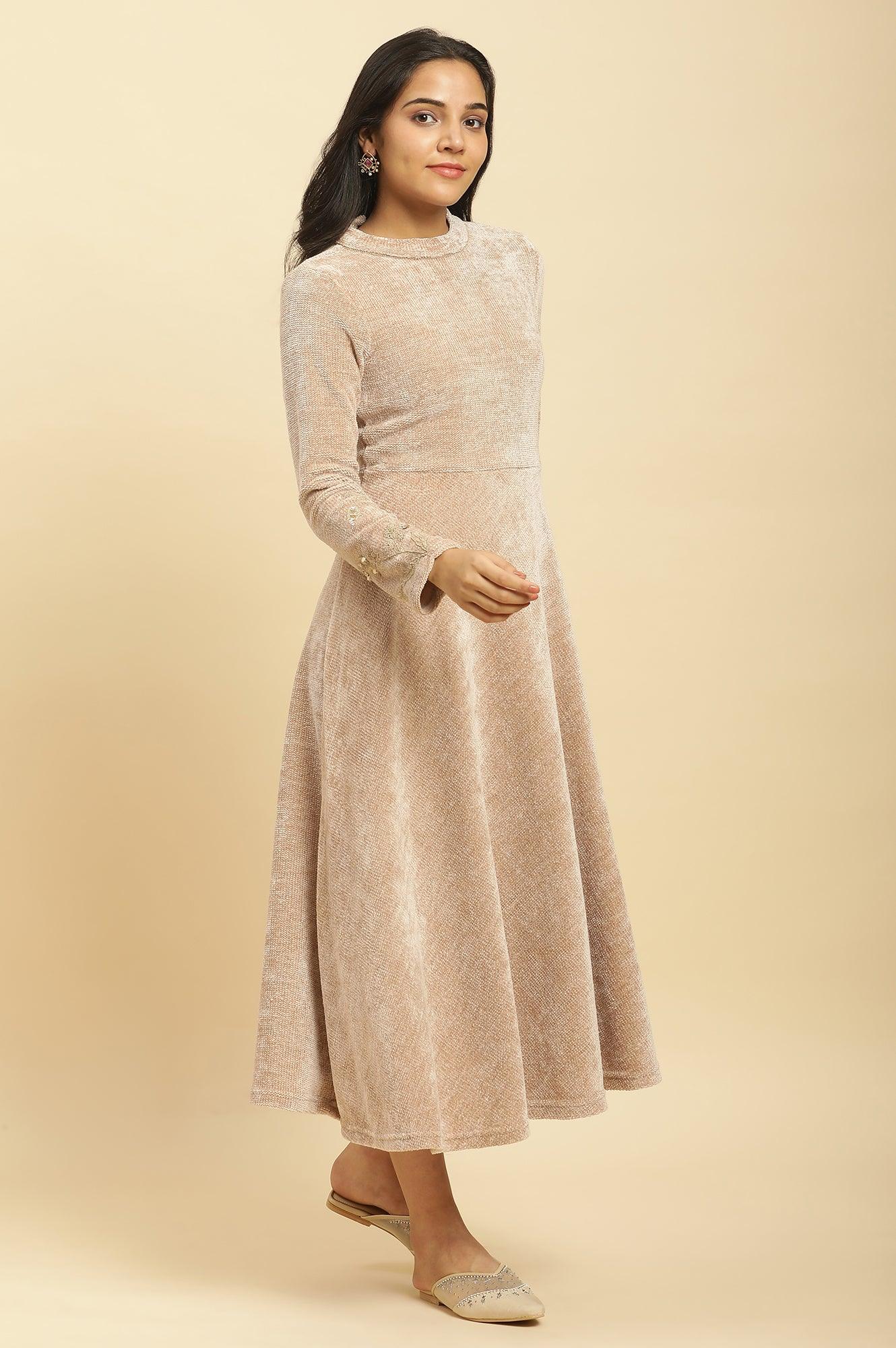 winter cream dress Buy Cream Knitted Circular Flared Winter Dress Online for Woman