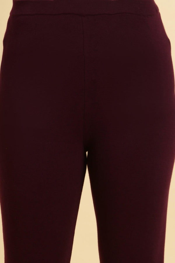 Purple Solid Fit And Flare Pants