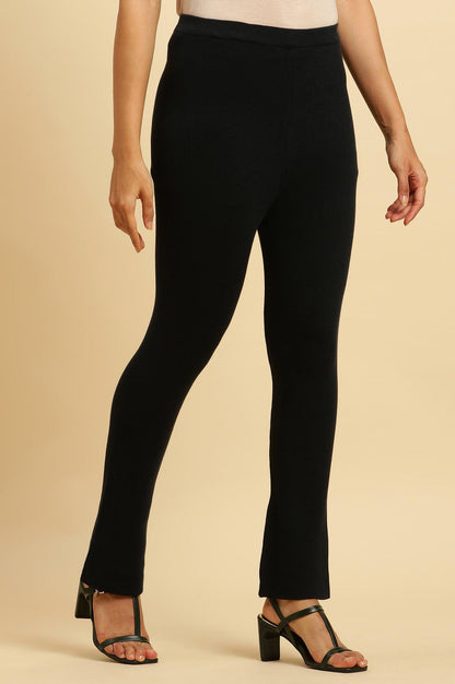 Navy Solid Fit And Flare Pants - wforwoman