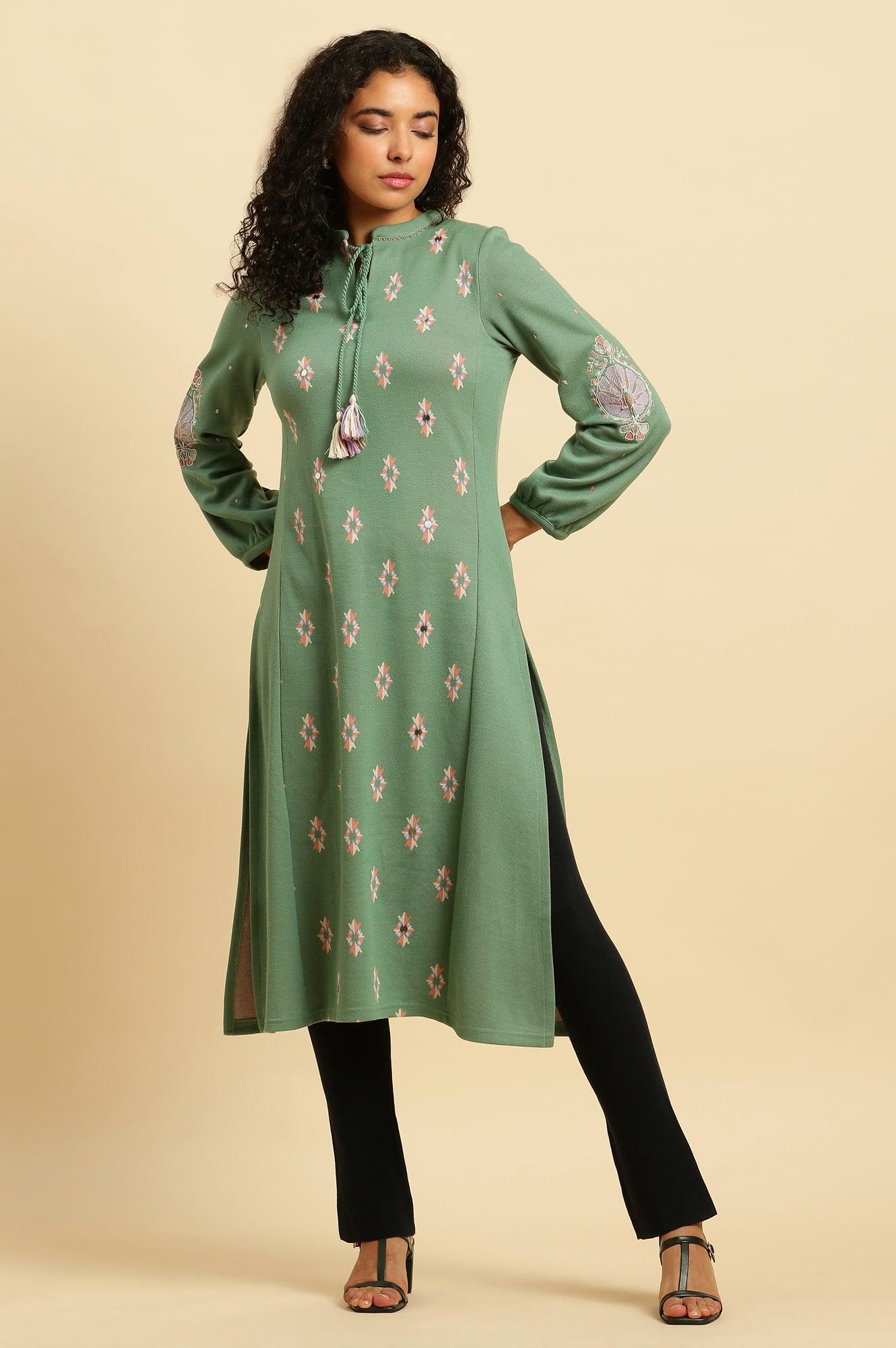 Navy Solid Fit And Flare Pants - wforwoman