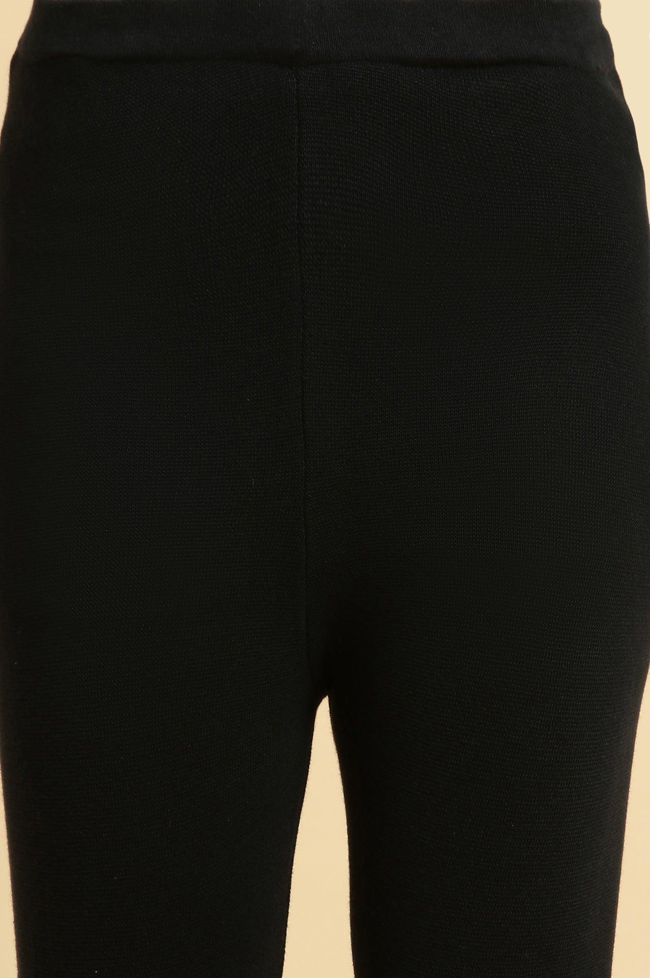 Navy Solid Fit And Flare Pants - wforwoman