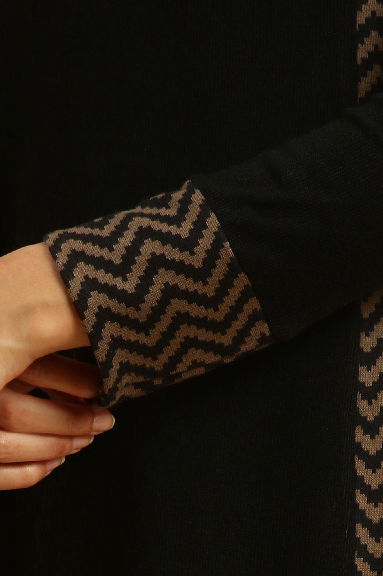 Black Embroidered Winter Kurta And Tights Set