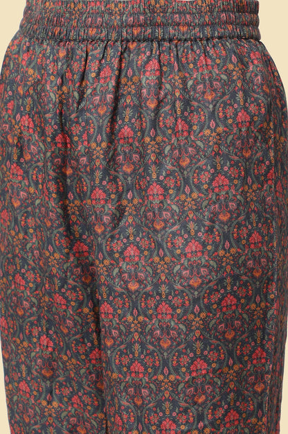 Blue Embellished Flared Kurta And Pants Set - wforwoman