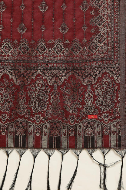 Blue Embroidered Velvet Winter Kurta, Pants And Shawl Set - wforwoman