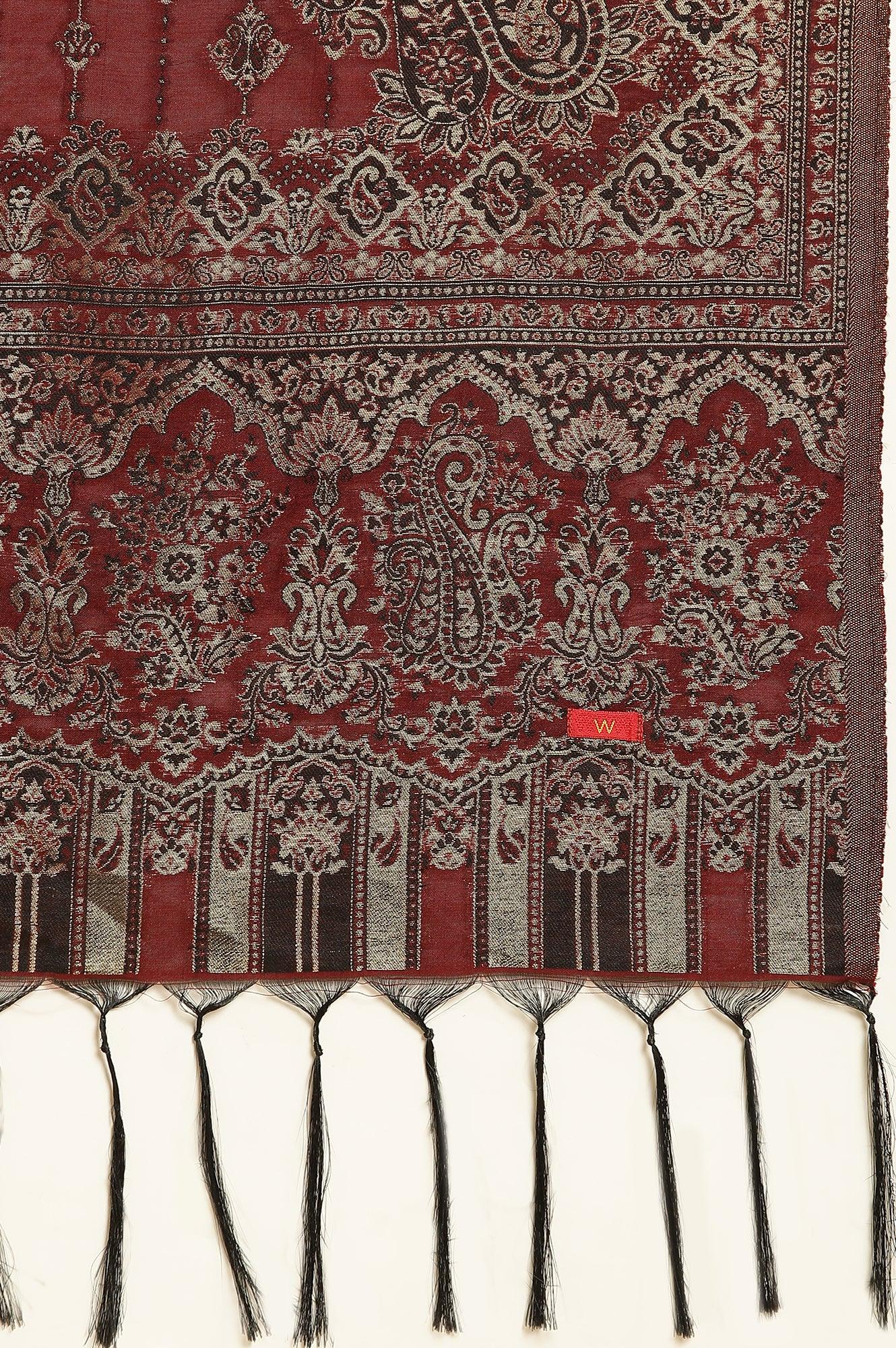 Black Embroidered Velvet Winter Kurta, Pants And Shawl Set - wforwoman