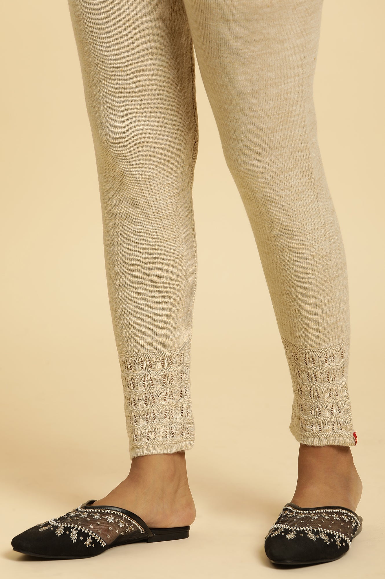 Sulphur Green Embroidered Winter Kurta And Tights Set