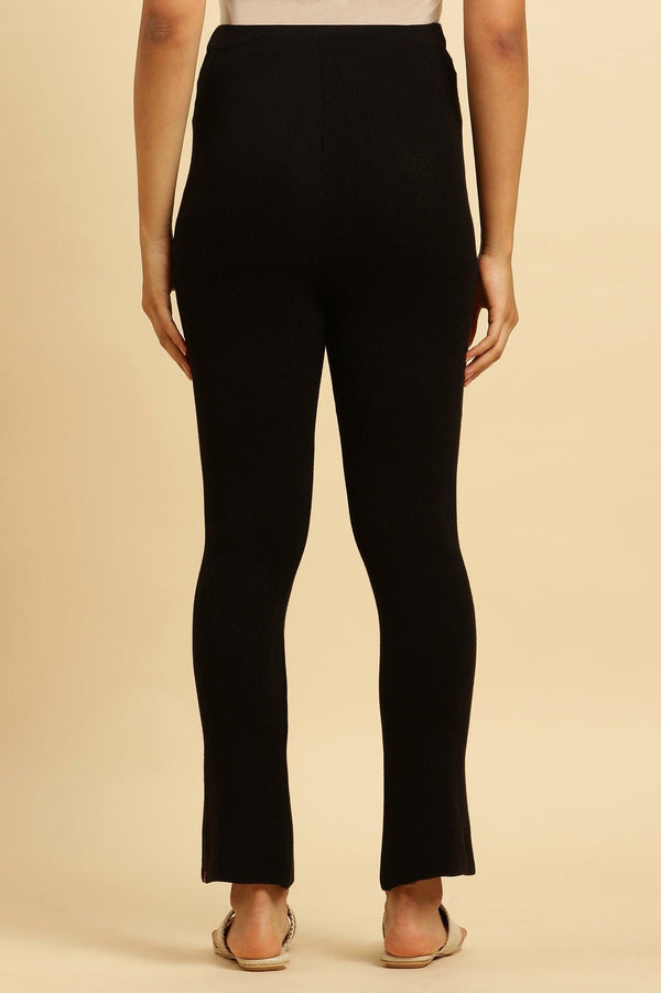 Black Solid Fit And Flare Pants