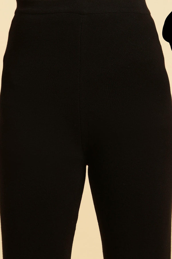 Black Solid Fit And Flare Pants