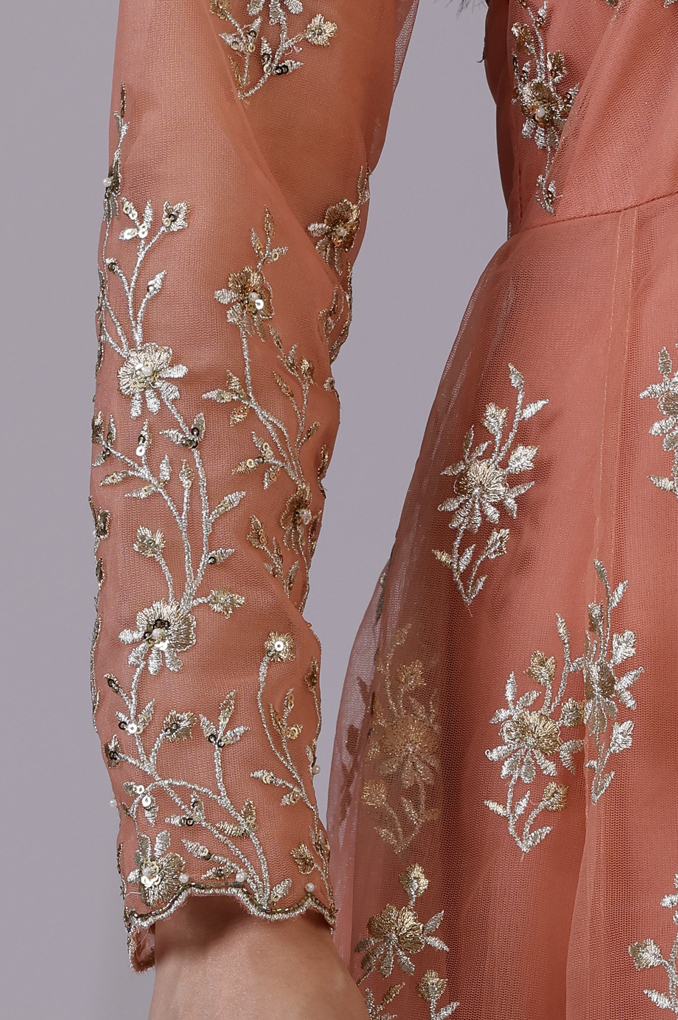 Buy Peach and Green Ombre Heavy Metallic Embroidered Layered Dress and Dupatta Set Online for Woman | WforWoman Buy Peach and Green Ombre Heavy Metallic Embroidered Layered Dress and Dupatta Set Online for Woman | WforWoman