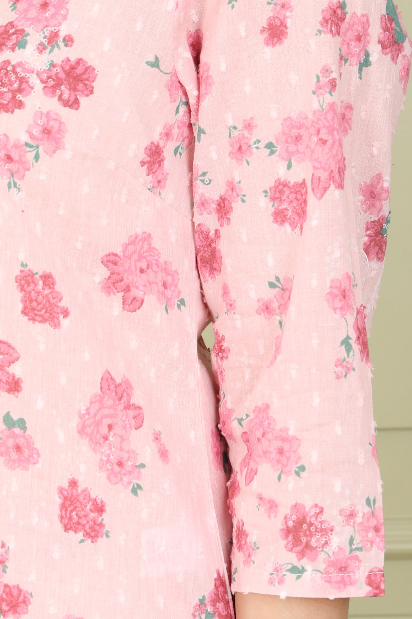 Pink Floral Printed Pure Cotton Straight Kurta And Pants Co-Ord Set - wforwoman