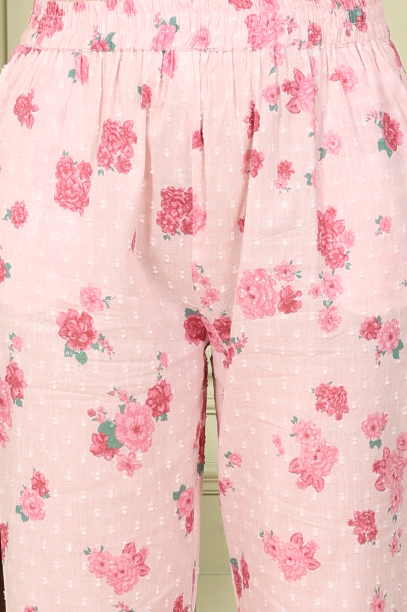 Pink Floral Printed Pure Cotton Straight Kurta And Pants Co-Ord Set