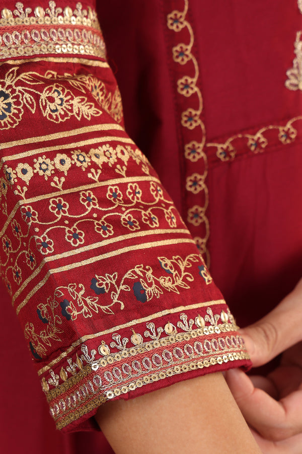 Deep Red Embroidered Anarkali Dress
