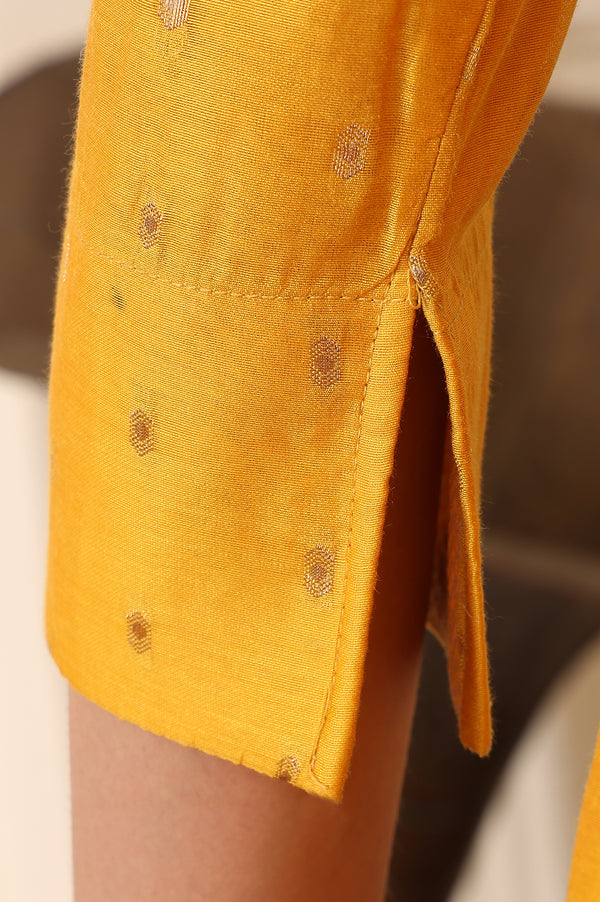 Yellow Dori Embroidered Chanderi Straight Kurta