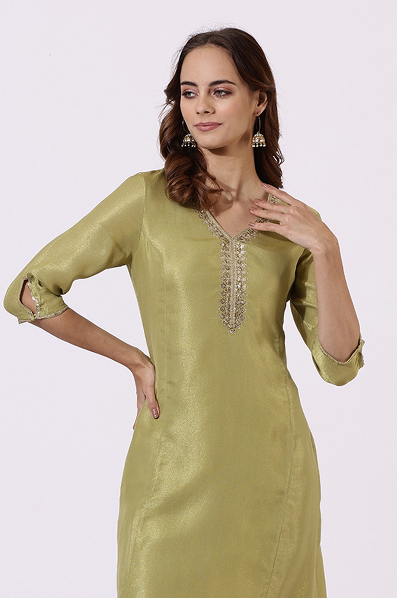 Green Solid Straight Kurta