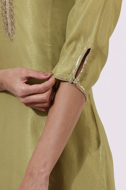 Green Solid Straight Kurta