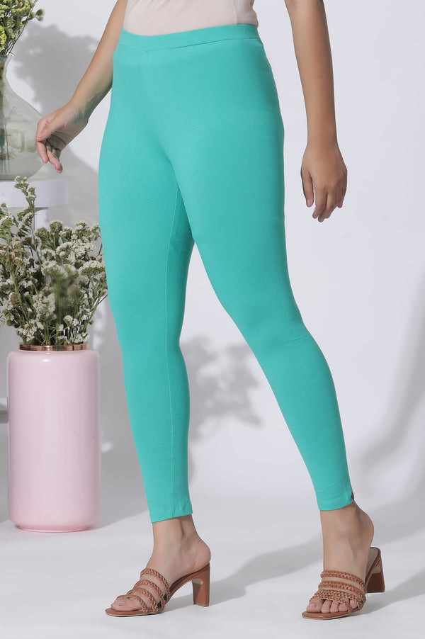 Dark Teal Cotton Lycra Tights