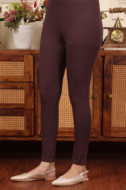 Dark Brown Knitted Cotton Lycra Tights - wforwoman