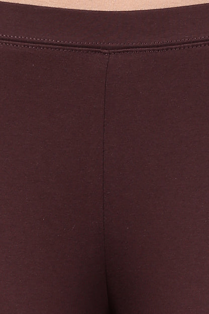 Dark Brown Knitted Cotton Lycra Tights - wforwoman