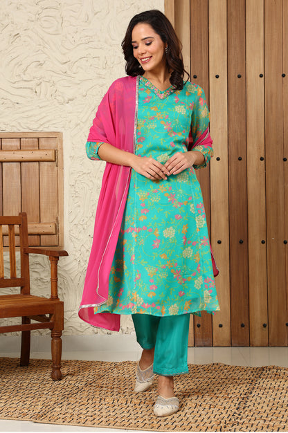 Pink Chiffon Golden Mukaish Dupatta With Gota Patti Border