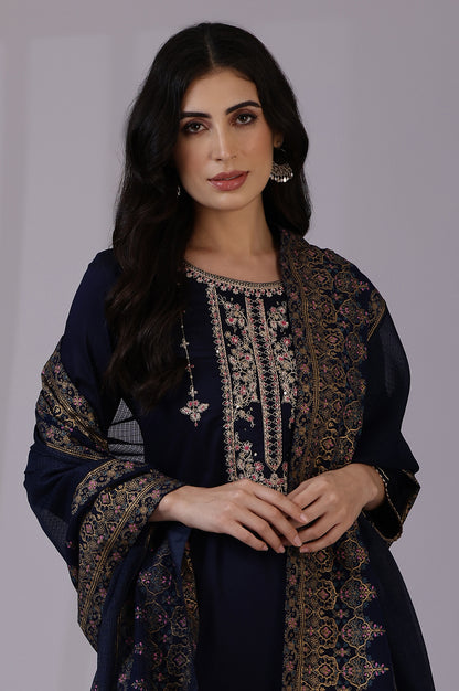 Blue Solid Kota Dupattas