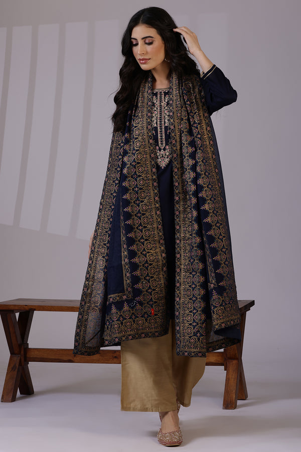 Blue Solid Kota Dupattas