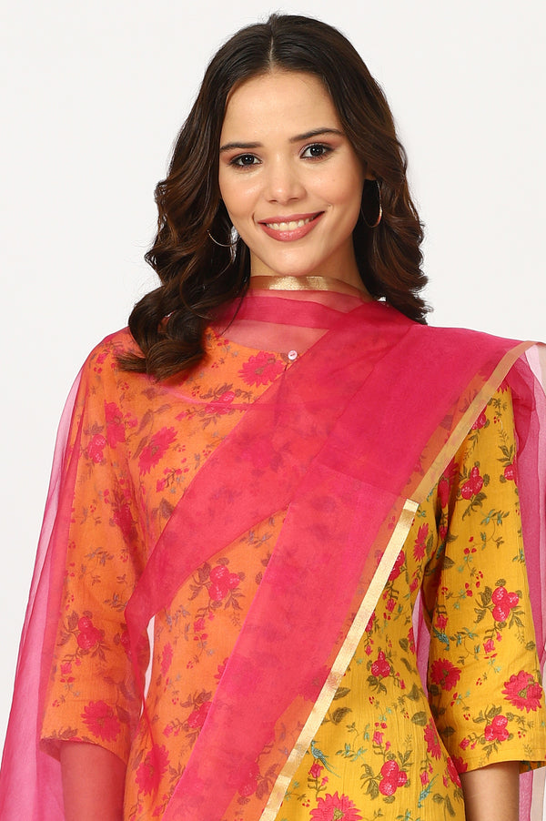 Pink Solid Organza Dupattas