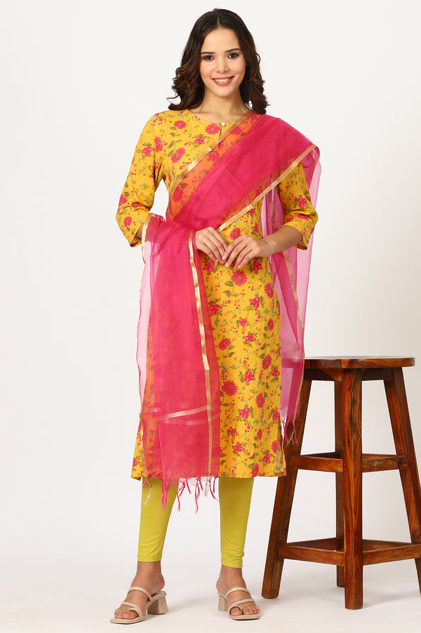 Pink Solid Organza Dupattas