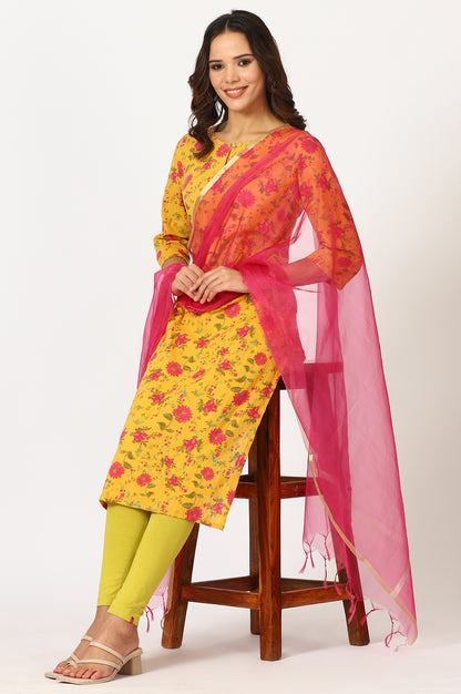 Pink Solid Organza Dupattas