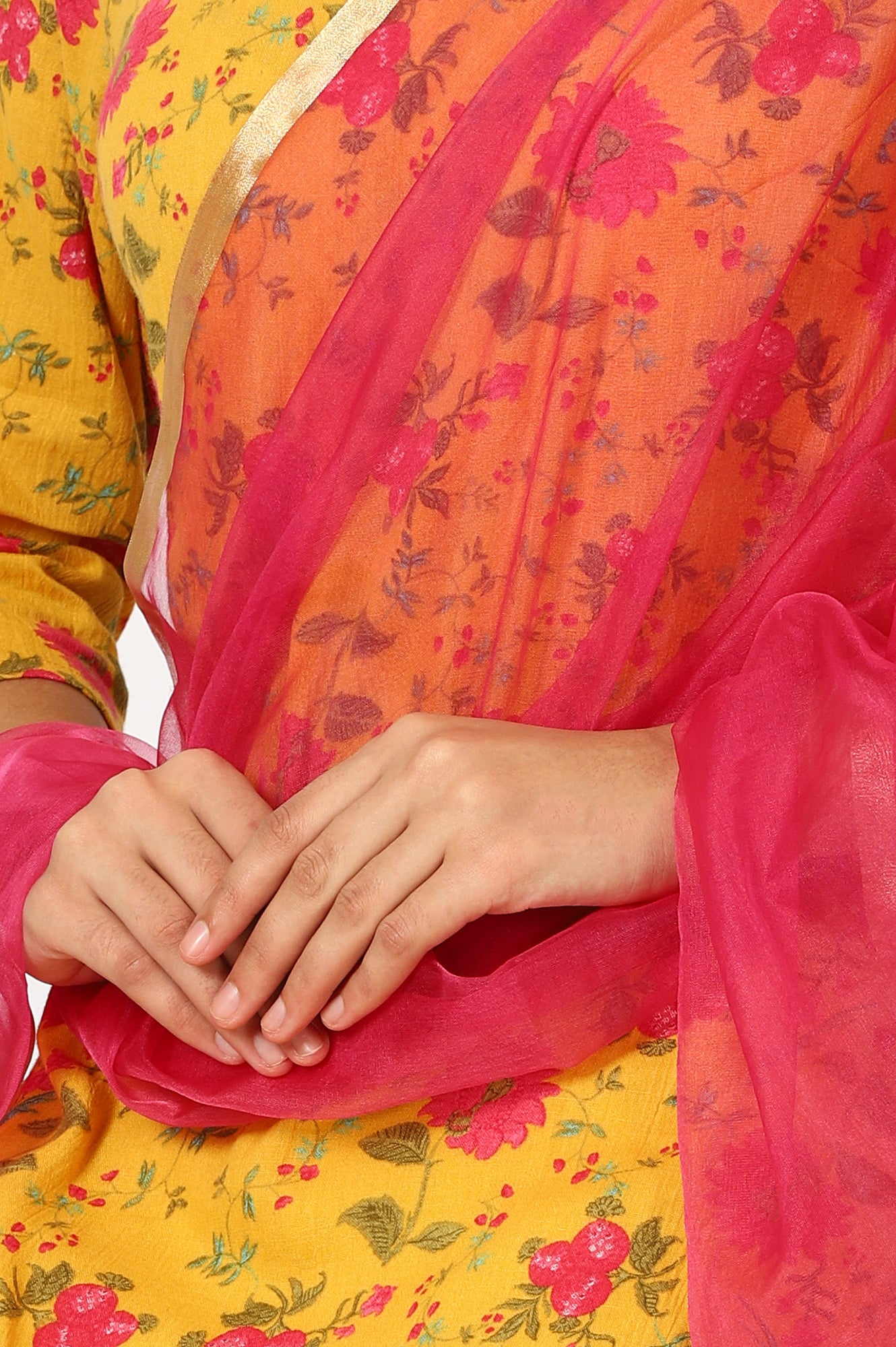 Pink Solid Organza Dupattas