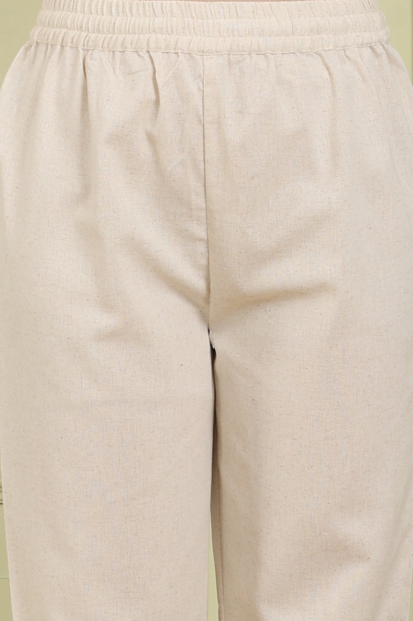 Beige Sleeveless Panelled Floral Sequined Linen Blend Flared Kurta With Straight Pants Set - wforwoman