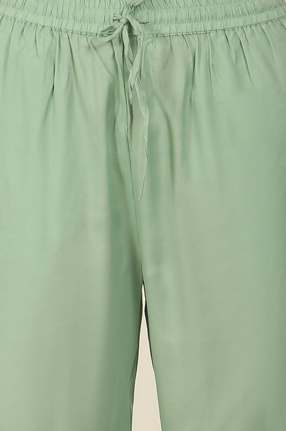 Green Metallic Embroidered Straight Organza Festive Kurta, Pant and Dupatta Set