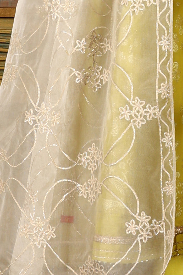 Green Glitter Printed Embellished Sleeveless Flared Kurta, Culottes And Embroidered Dupatta Set