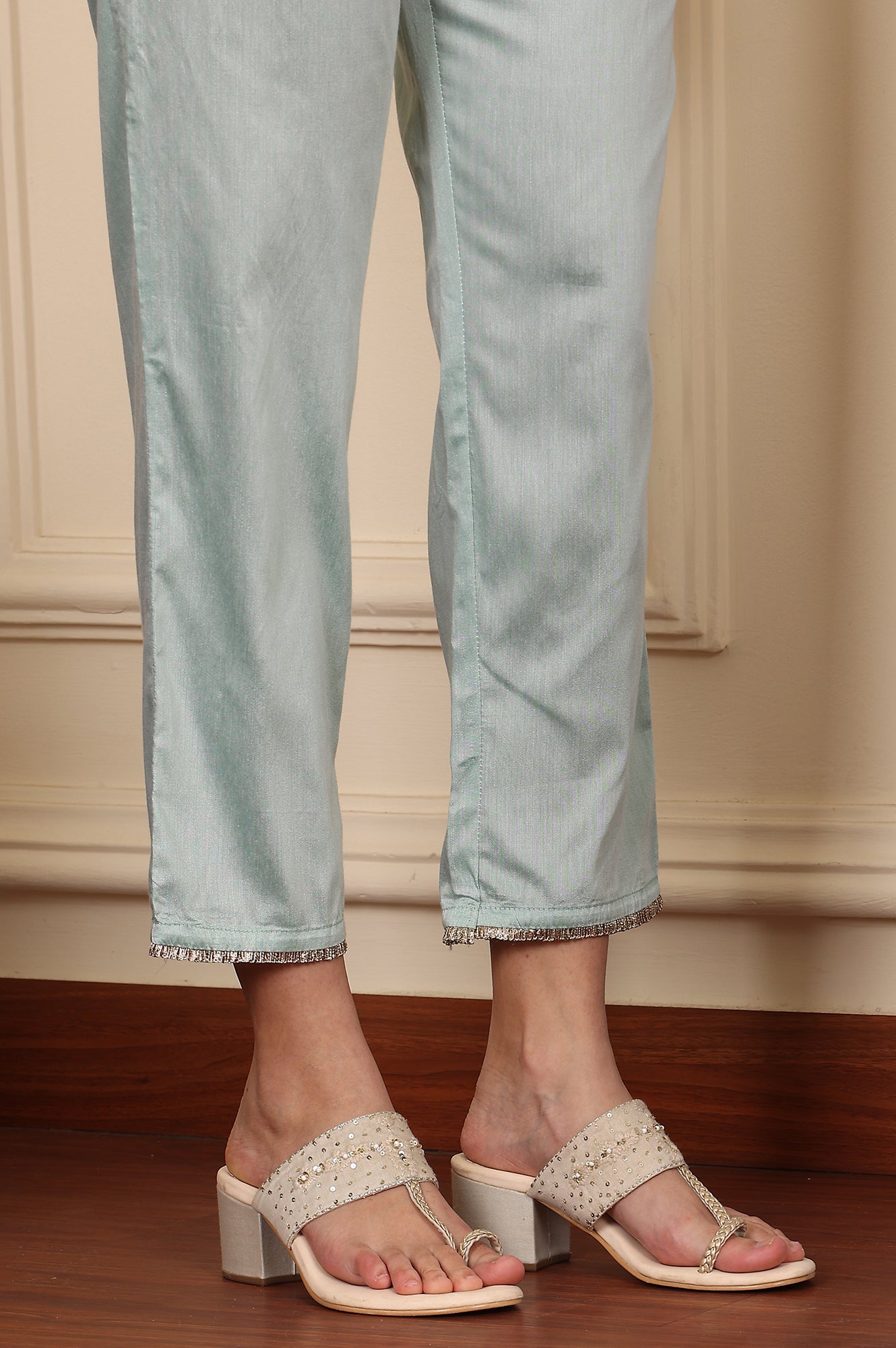 Yellow Digital Printed Embellished Kota Kurta, Blue Pants And Dupatta Set