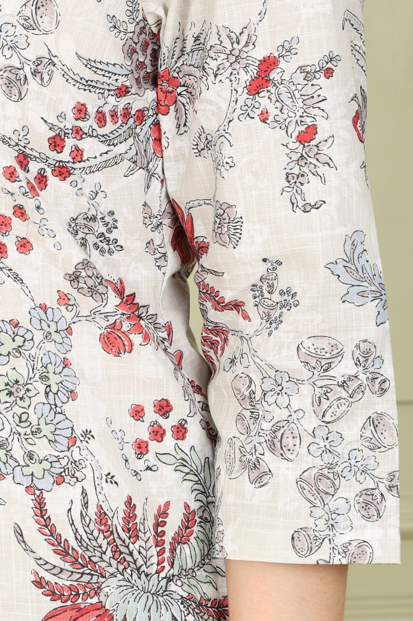 White Floral Printed Pure Cotton Straight Kurta And Pants Set - wforwoman