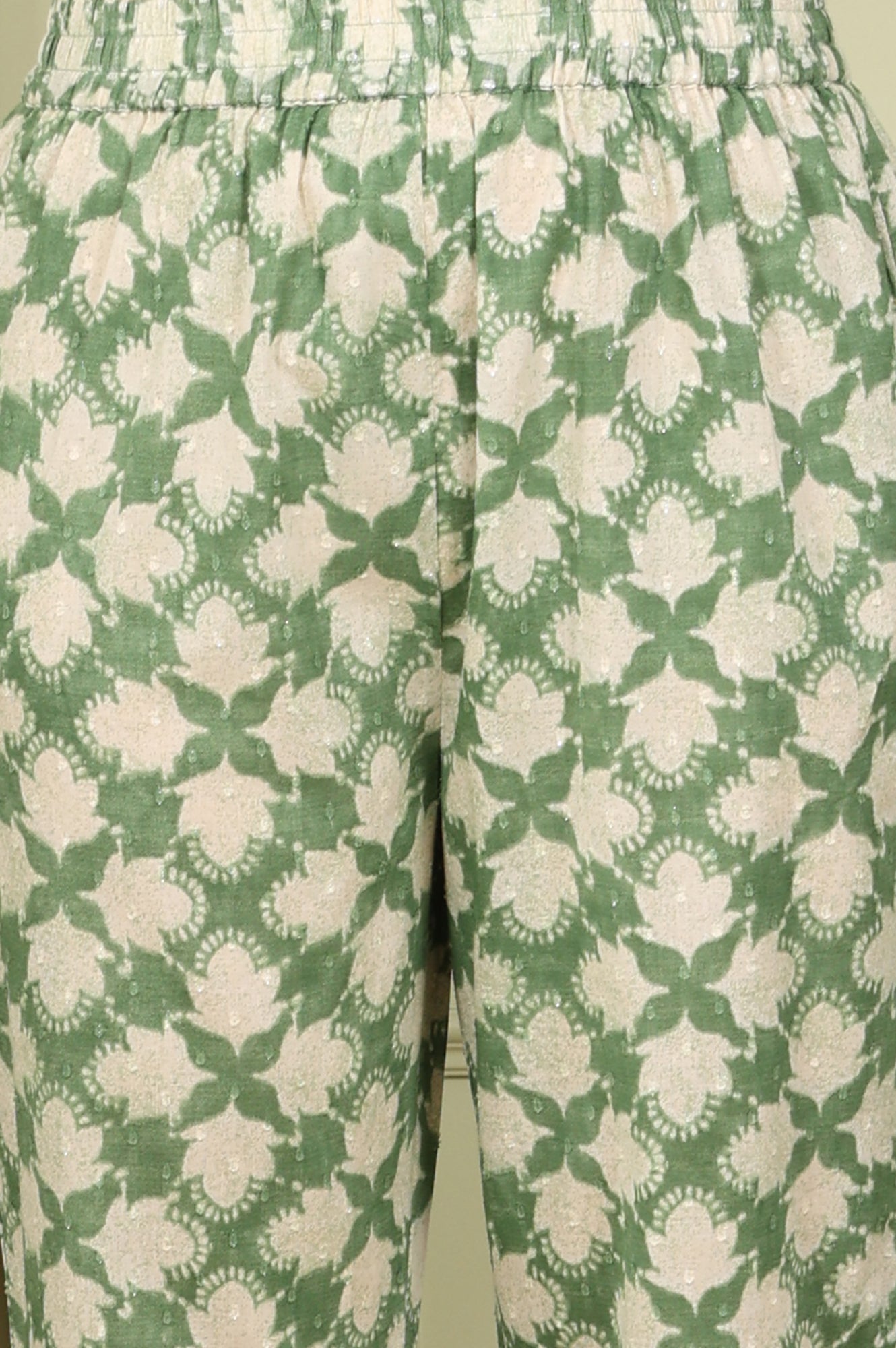 Olive Green Floral Printed Cotton Blend Straight Kurta And Pants Co-Ord Set