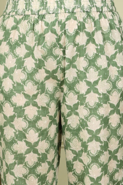 Olive Green Floral Printed Cotton Blend Straight Kurta And Pants Co-Ord Set