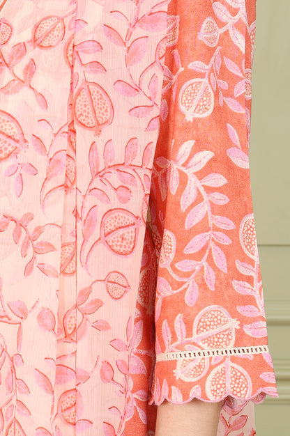 Tangy Orange Floral Printed Breezy Rayon Kurta, Pants Co-Ord Set With Dupatta - wforwoman